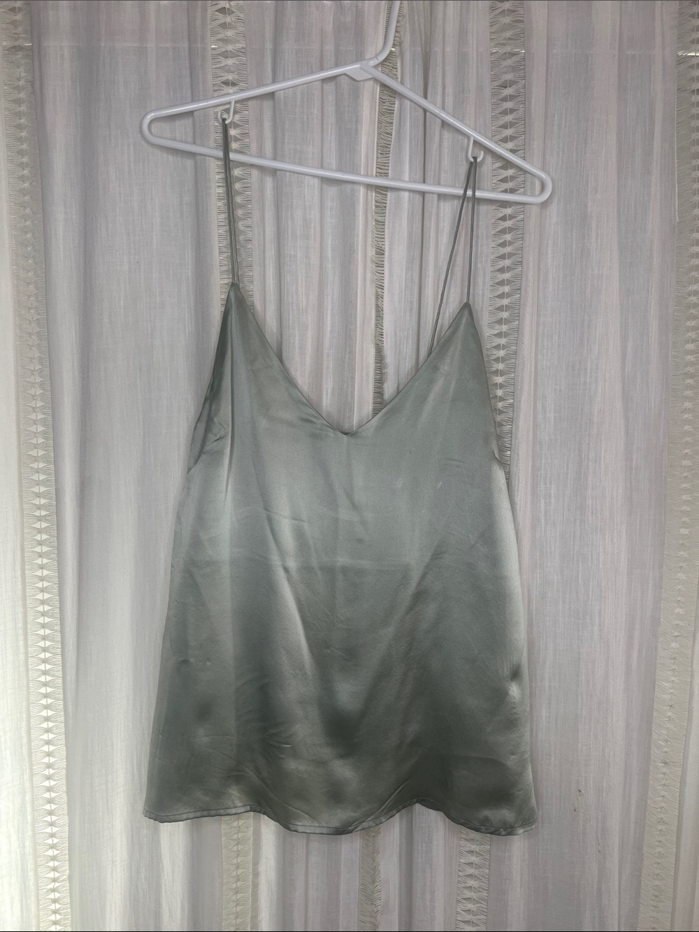 Anine Bing Silver Satin V-Neck Slip Camisole